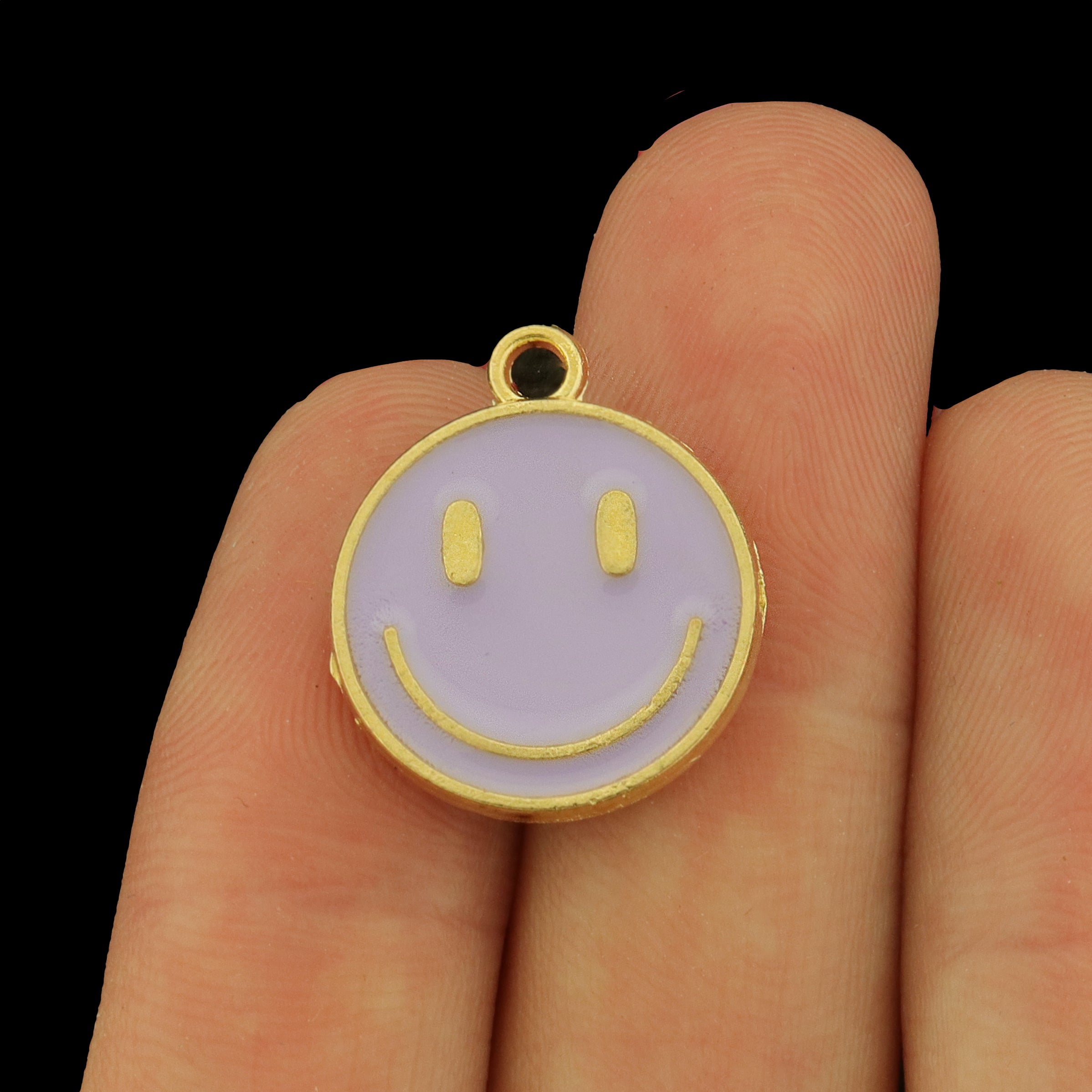 8 Smiley Face Gold Tone Enamel Charms - Choose Your Color