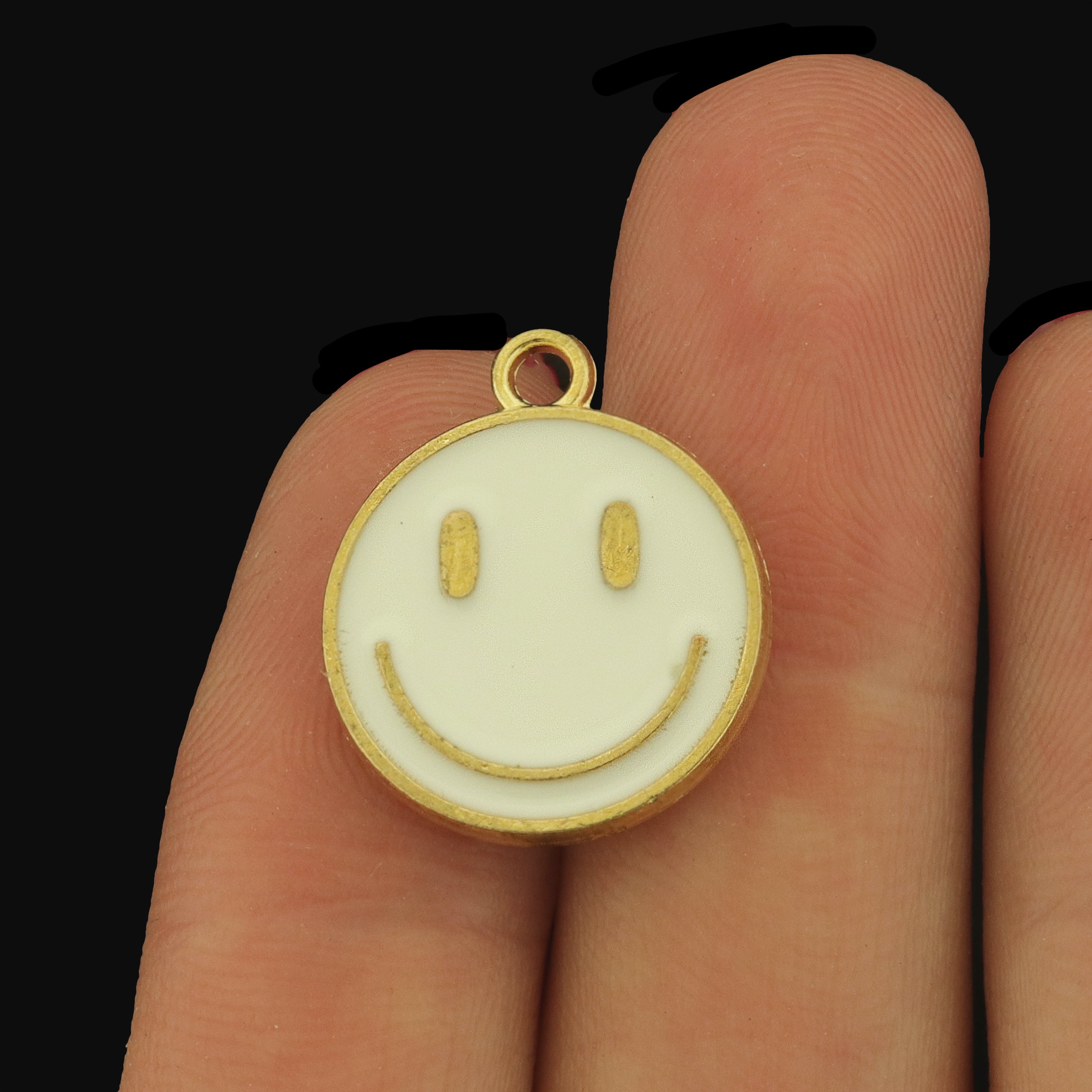 8 Smiley Face Gold Tone Enamel Charms - Choose Your Color