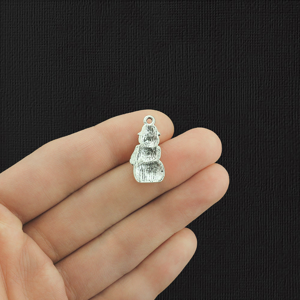 8 Snowman Antique Silver Tone Charms - XC067