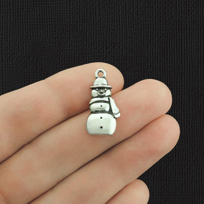 8 Snowman Antique Silver Tone Charms - XC067