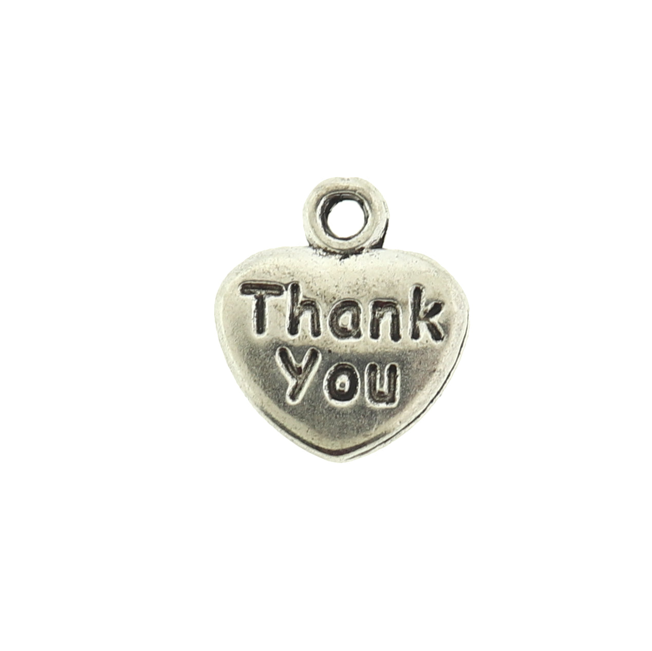 8 Thank You Heart Antique Silver Tone Charms - SC471
