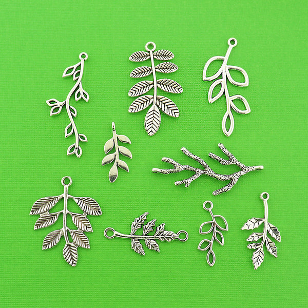 Branch Charm Collection Antique Silver Tone 9 Different Charms - COL409H