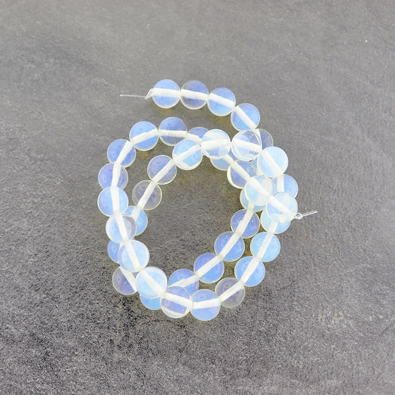 SALE Round Glass Beads 10mm - Frosted Electroplated Imitation Opalite - 1 Strand 39 Beads - LBD1709