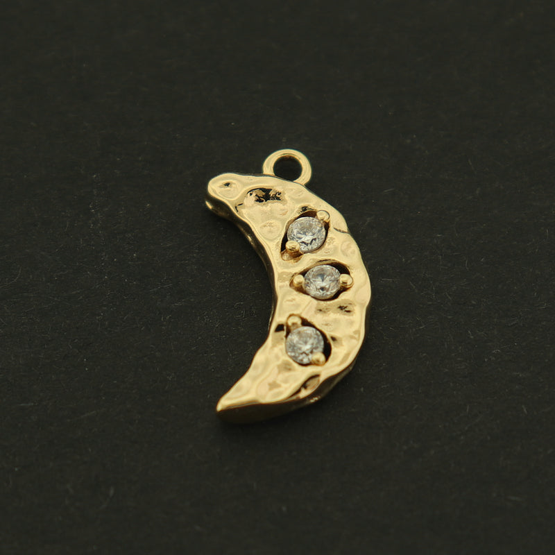18k Crescent Moon Charm - Celestial Pendant - 18k Gold Plated - GLD675