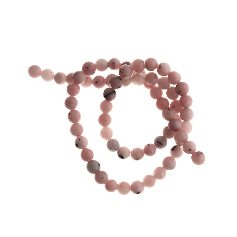 Perles Rondes Jaspe Naturel 6mm - Tons Roses - 1 Rang 63 Perles - BD1724