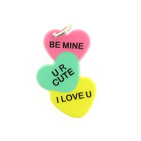 Candy Heart Message Resin Charms - K701