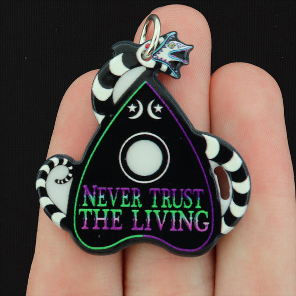 2 Never Trust the Living Ouija Planchette Acrylic Charms 2 Sided - K243