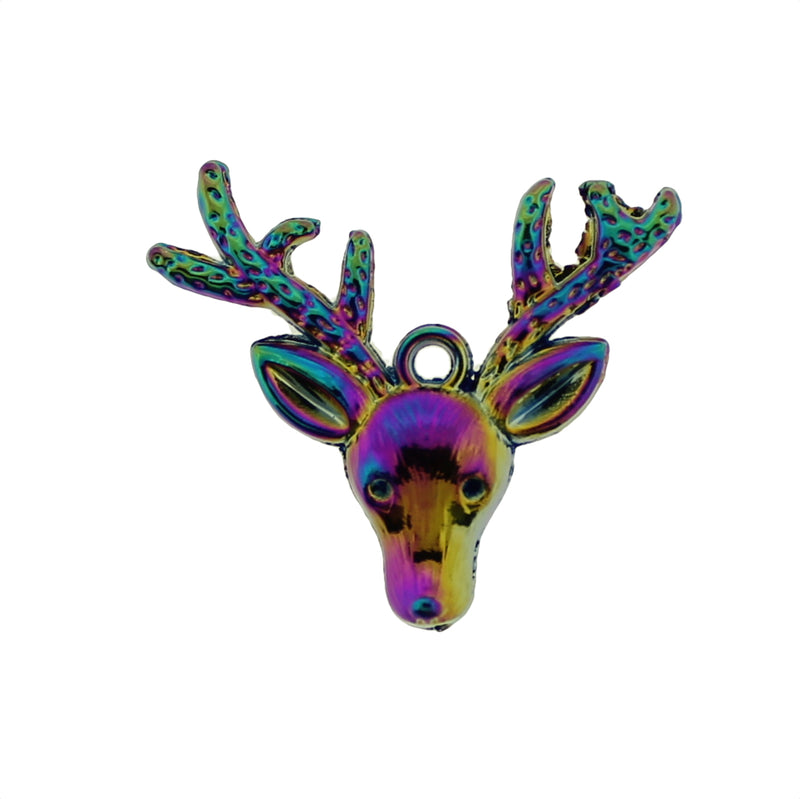 2 Reindeer Rainbow Electroplated Charms - SC046