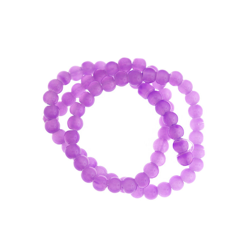 Round Imitation Jade Beads 6mm - Orchid Purple - 1 Strand 67 Beads - BD2793