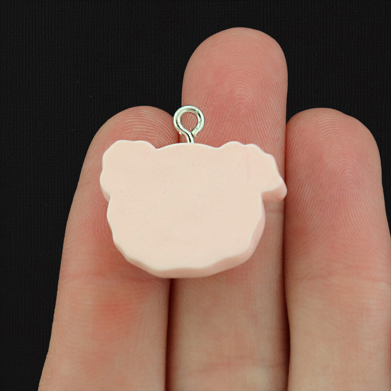 4 Pig Face Resin Charms - K326