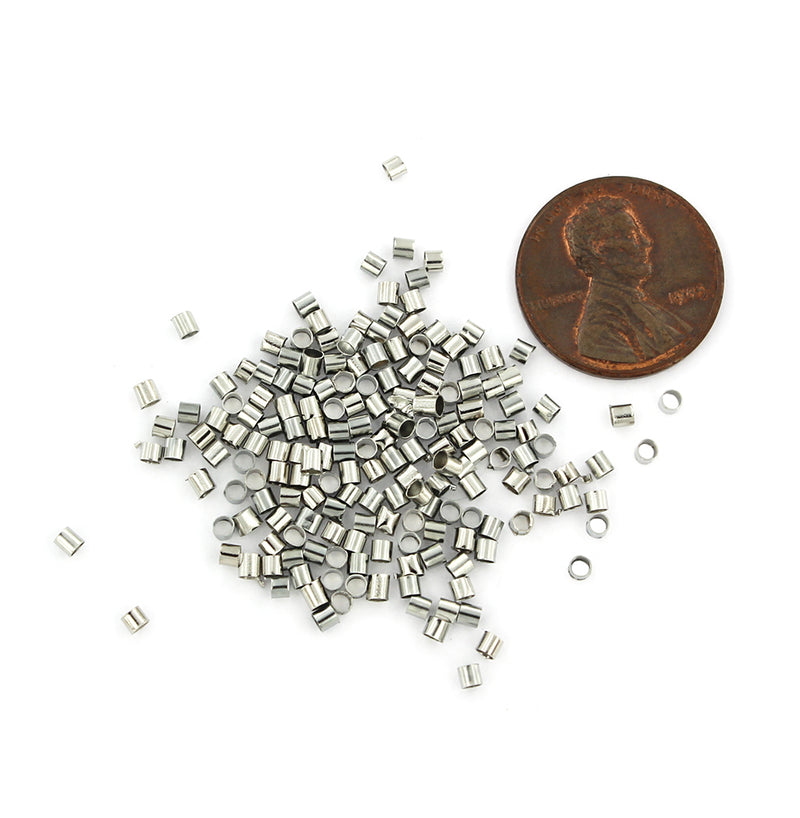 Perles à écraser ton argent antique - 2 mm x 2 mm - 1000 pièces - FD626