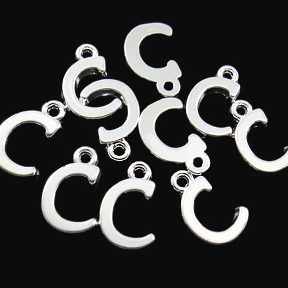 6 Letter Charms - Choose Your Letter - Alphabet Silver Tone Charms