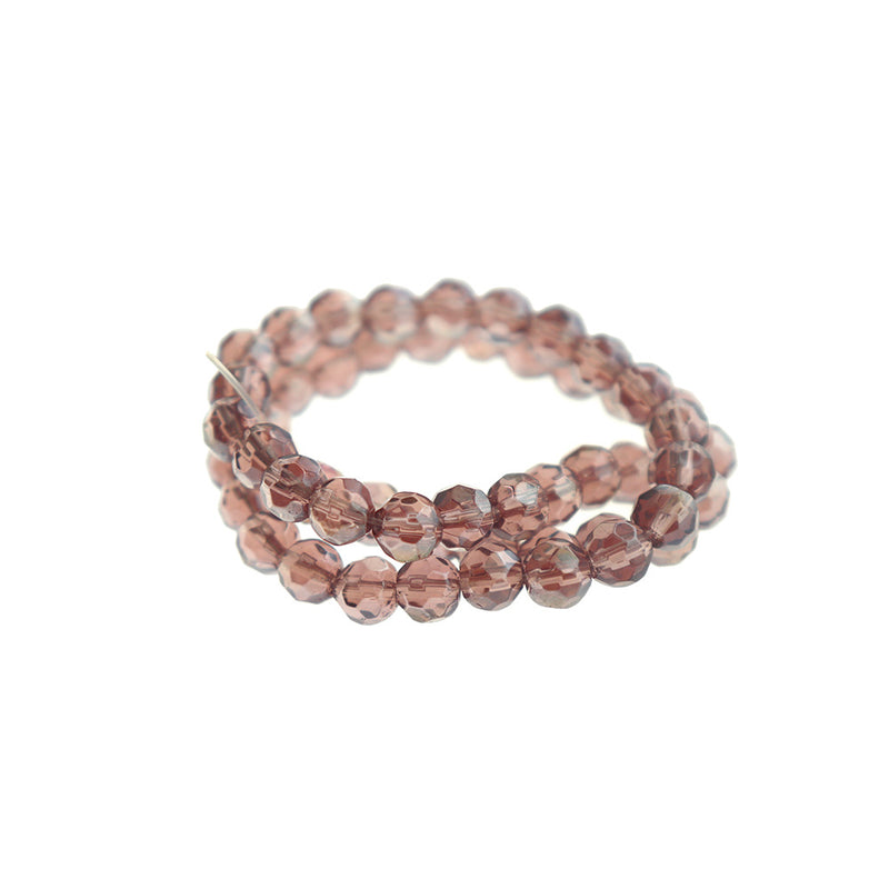 Faceted Round Glass Beads 6mm - Light Purple - 1 Strand 50 Beads - BD2572