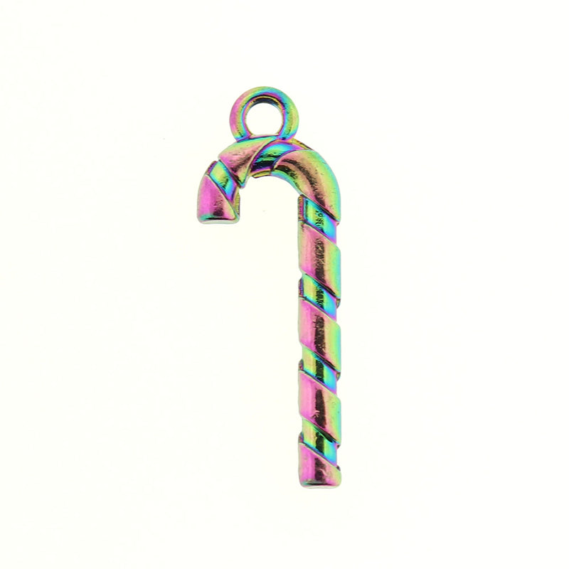 2 Christmas Candy Cane Rainbow Electroplated Charms - XC012