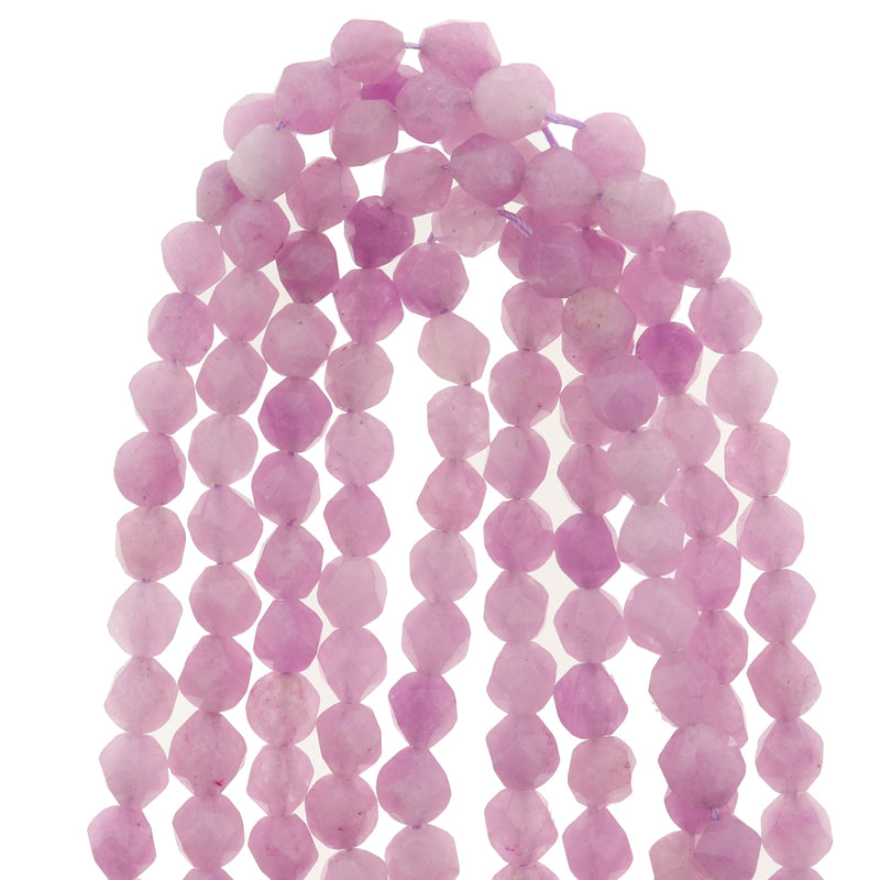 Star Cut Natural Jade Beads 8mm - Orchid Purple - 1 Strand 47 Beads - BD142