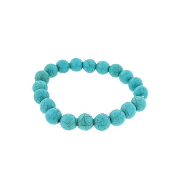 Blue Howlite Beaded Bracelet - 50mm - Turquoise - 1 Bracelet - BB190