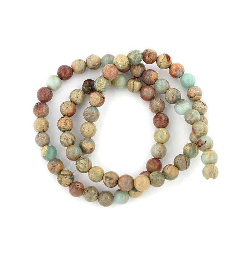 SALE Round Natural Jasper Beads 6mm - Earth Tones - 20 Beads - LBD1263