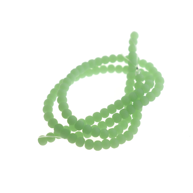 Round Cultured Sea Glass Beads 4mm - Mint Green - 1 Strand 48 Beads - U152