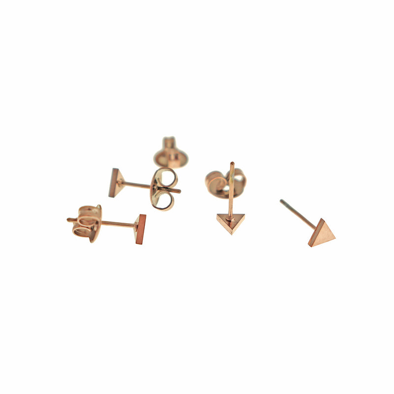Stainless Steel Earrings - Triangle Studs - 4mm x 4mm - 1 Pair - Choose Your Tone!