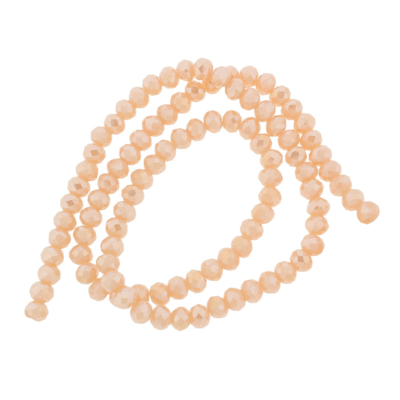 Faceted Glass Beads 6mm x 4mm - Pale Peach - 1 Strand 98 Beads - BD2064