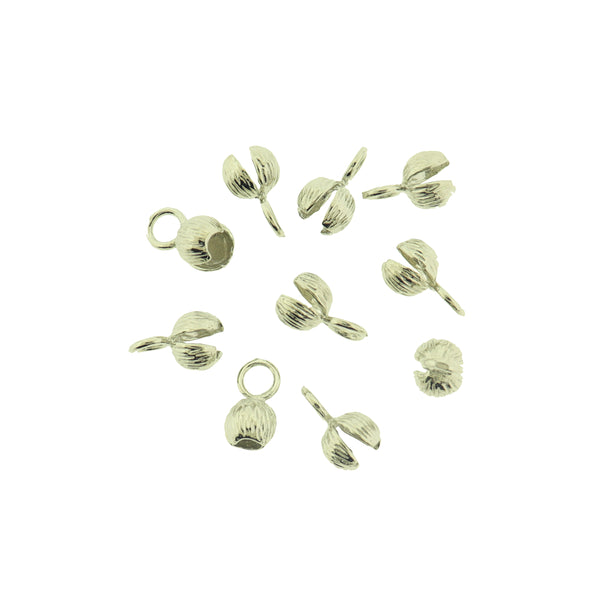 Silver Tone Brass Bead Tips - 11mm x 6mm Clamshell - 10 Pieces - FD107