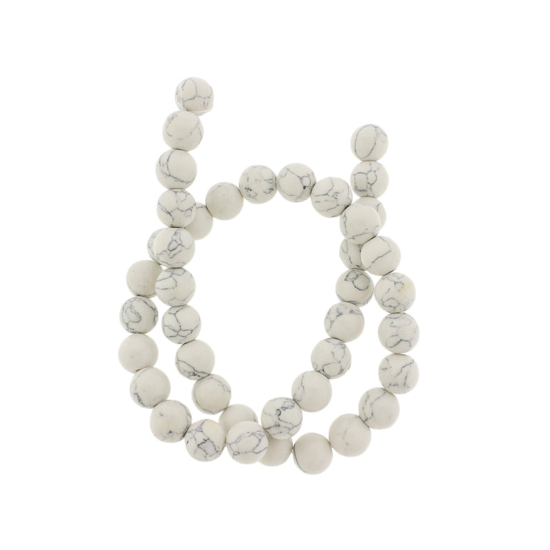 Round Glass Beads 10mm - Grey Marble - 1 Strand 42 Beads - BD2762