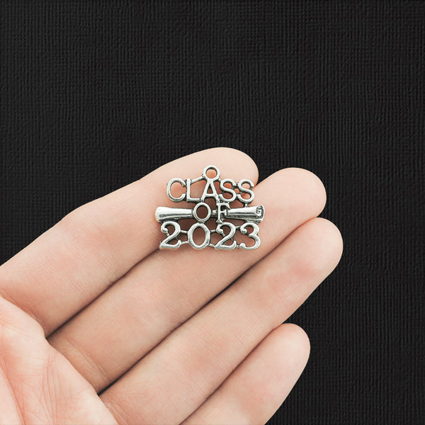 4 Class of 2023 Diploma Antique Silver Tone Charms - SC3885