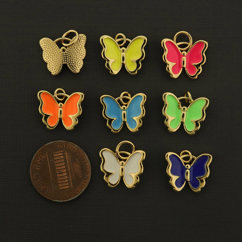 18k Gold Butterfly Charm - Choose Your Color - 18k Gold Plated