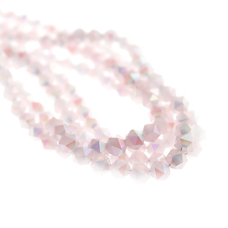 Faceted Glass Beads 6mm - Electroplated Petal Pink - 1 Strand 100 Beads - BD847