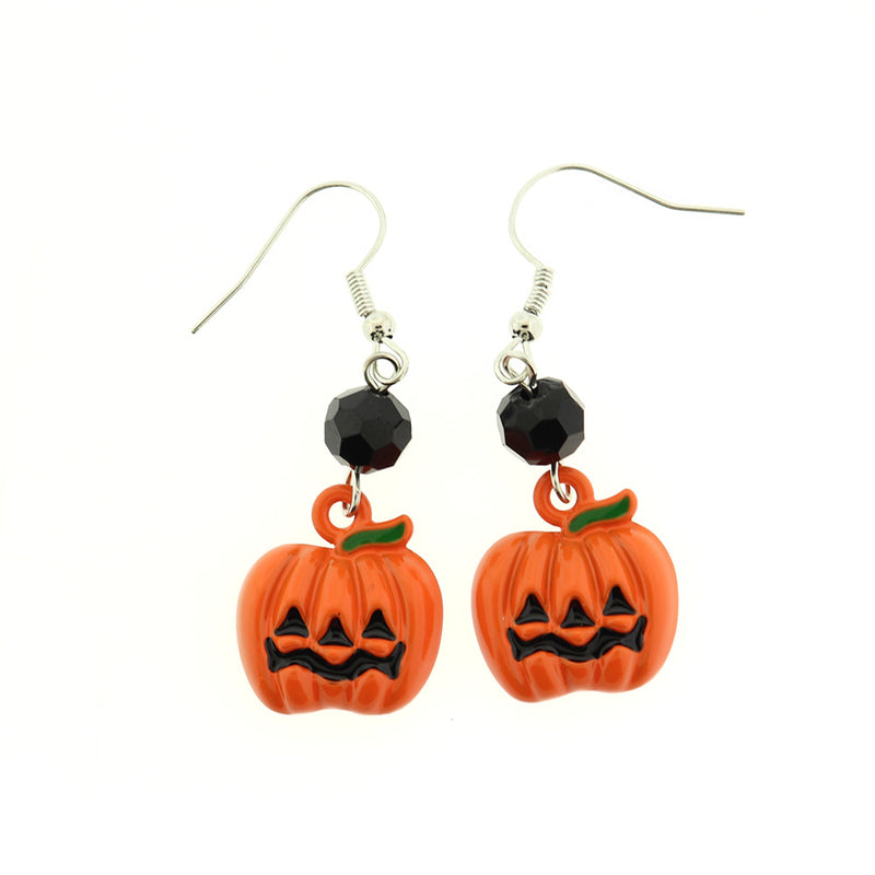 Pumpkin Dangle Earrings - French Style Hooks - 2 Pieces 1 Pair - ER099
