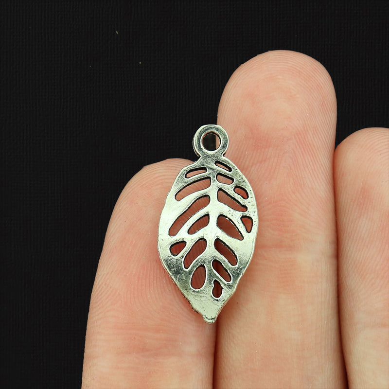 12 Leaf Antique Silver Tone Charms - SC6474