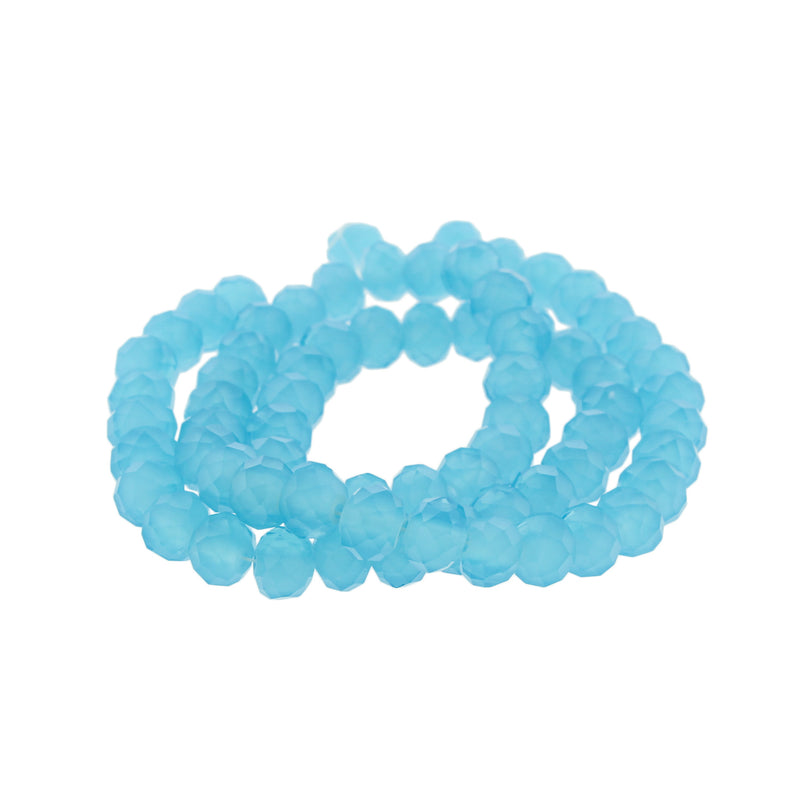 Faceted Glass Beads 8mm - Frosted Sky Bue - 1 Strand 71 Beads - BD530
