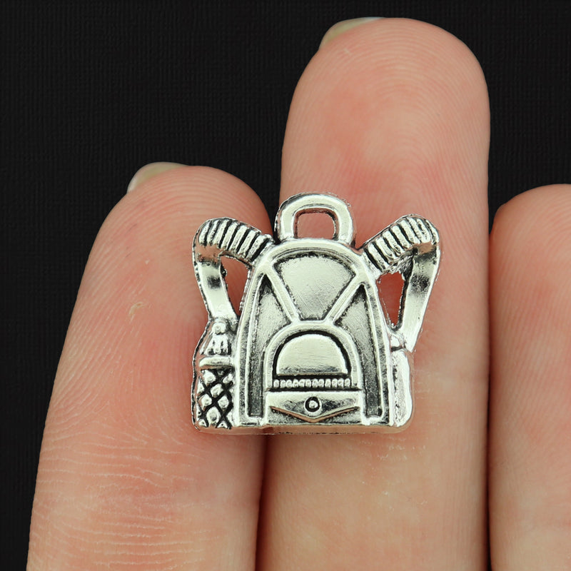 6 Backpack Antique Silver Tone Charms - SC137
