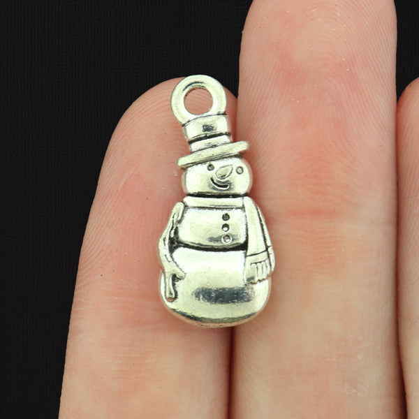 10 Snowman Antique Silver Tone Charms - SC275