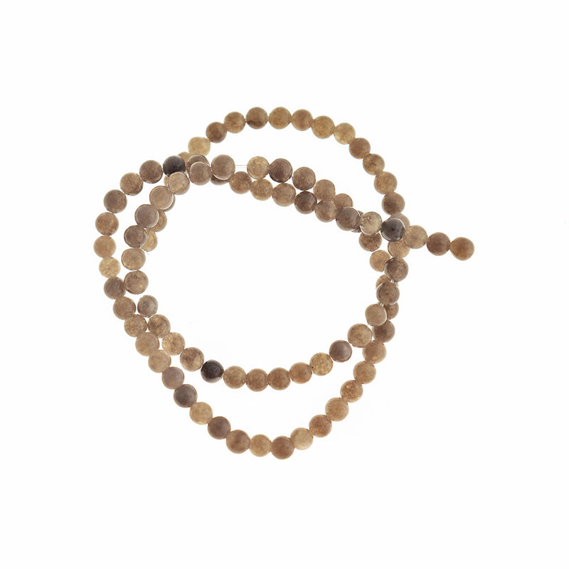 Round Glass Beads 4mm - Light Brown - 1 Strand 92 Beads - BD2799