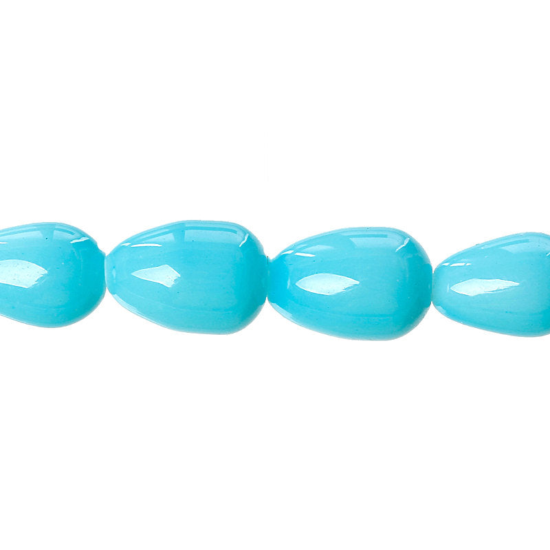 SALE 15 Teardrop Glass Beads in Aqua Blue - LBD767