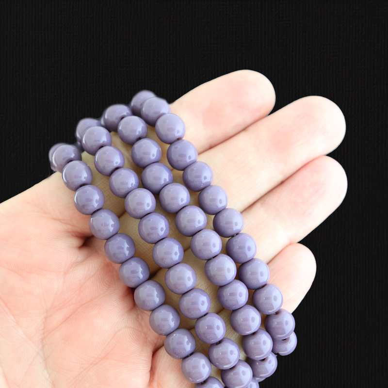 Round Glass Beads 8mm - Lilac Purple - 1 Strand 35 Beads - BD2797