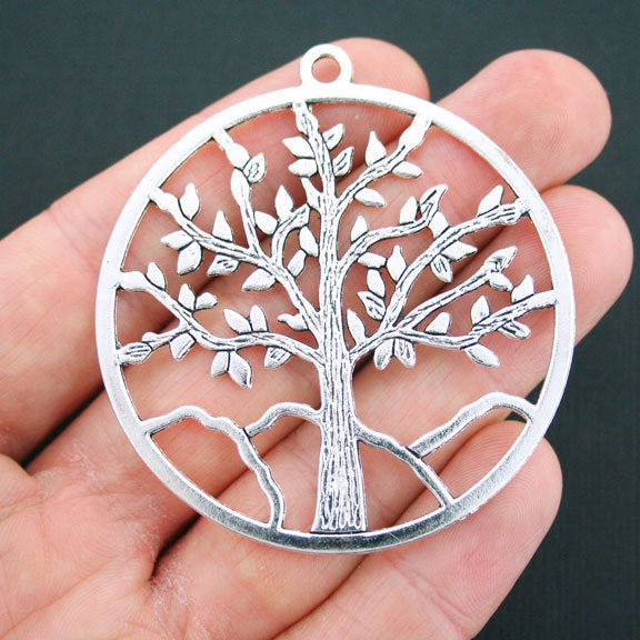 Tree of Life Antique Silver Tone Charms 2 Sided - SC5117