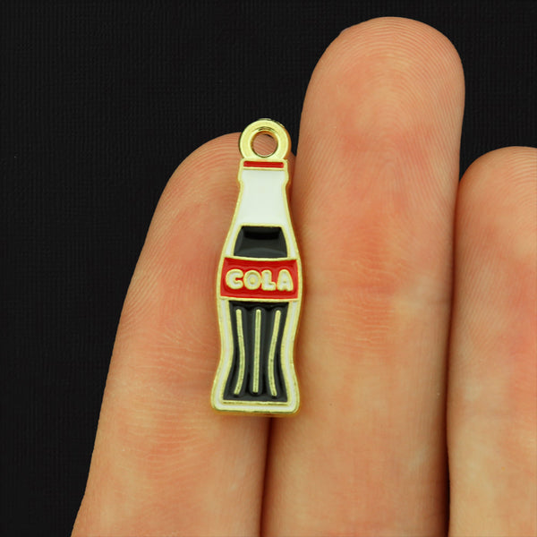 5 Cola Pop Gold Tone Enamel Charms - E271