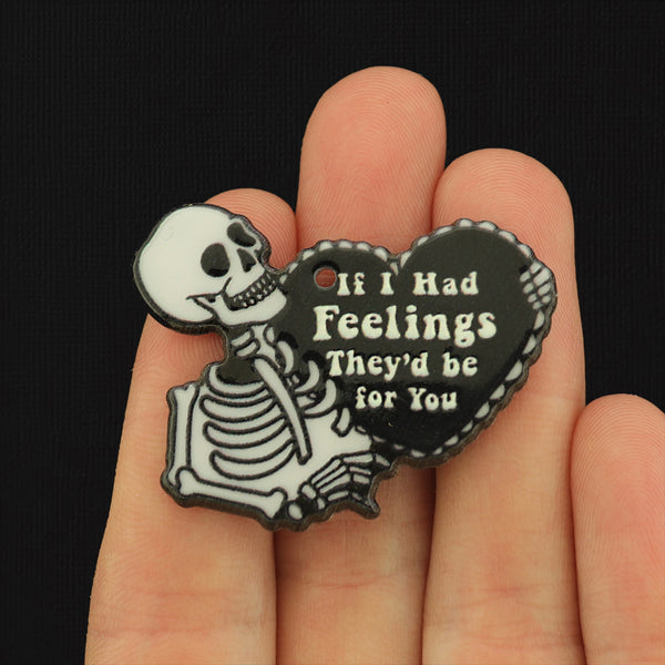 2 If I had feelings they'd be for you Skeleton with Heart Acrylic Charms 2 Sided - K151