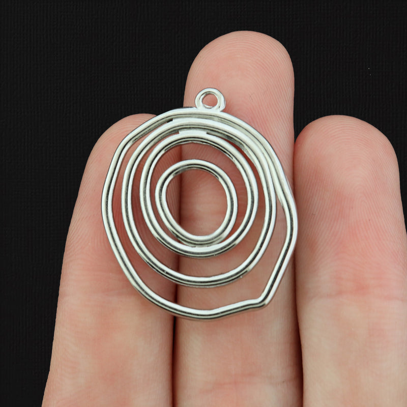 Swirl Round Stainless Steel Charm 2 Sided - Choose Your Tone