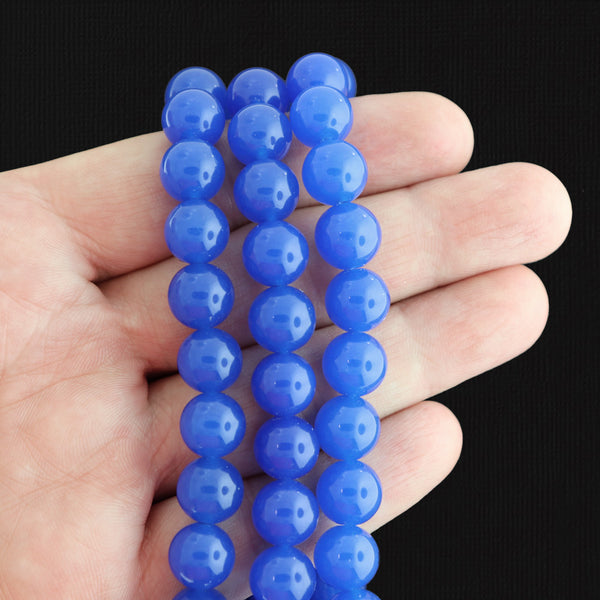 Round Natural Malaysia Jade Beads 10mm - Deep Blue - 1 Strand 39 Beads - BD1674