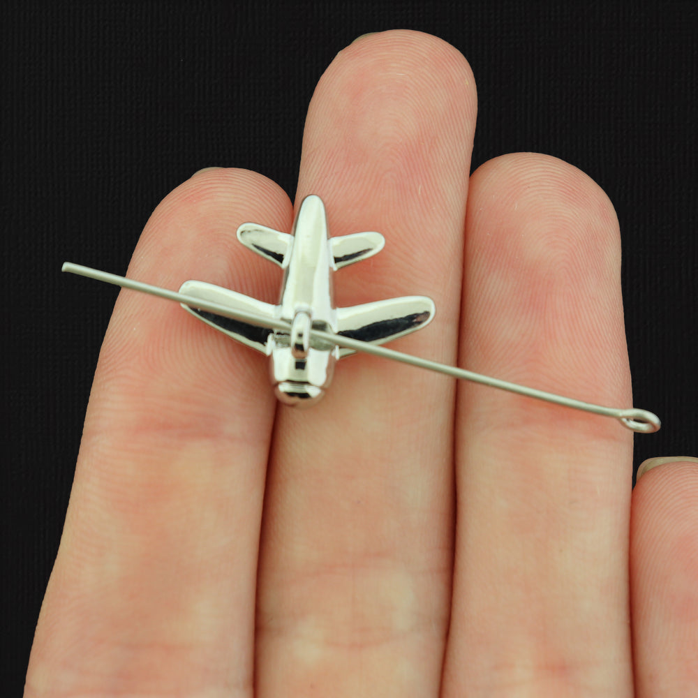 Airplane Platnium Plated Copper Charm 3D - SC202