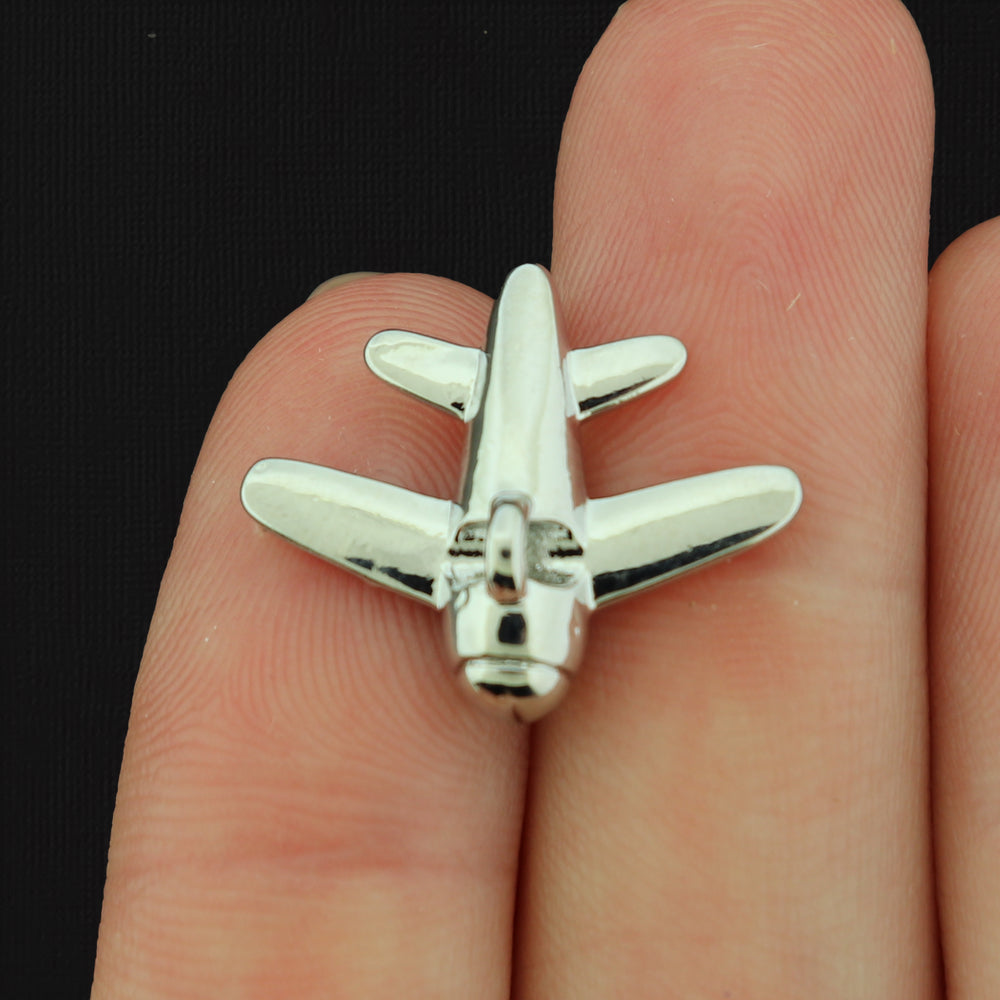 Airplane Platnium Plated Copper Charm 3D - SC202