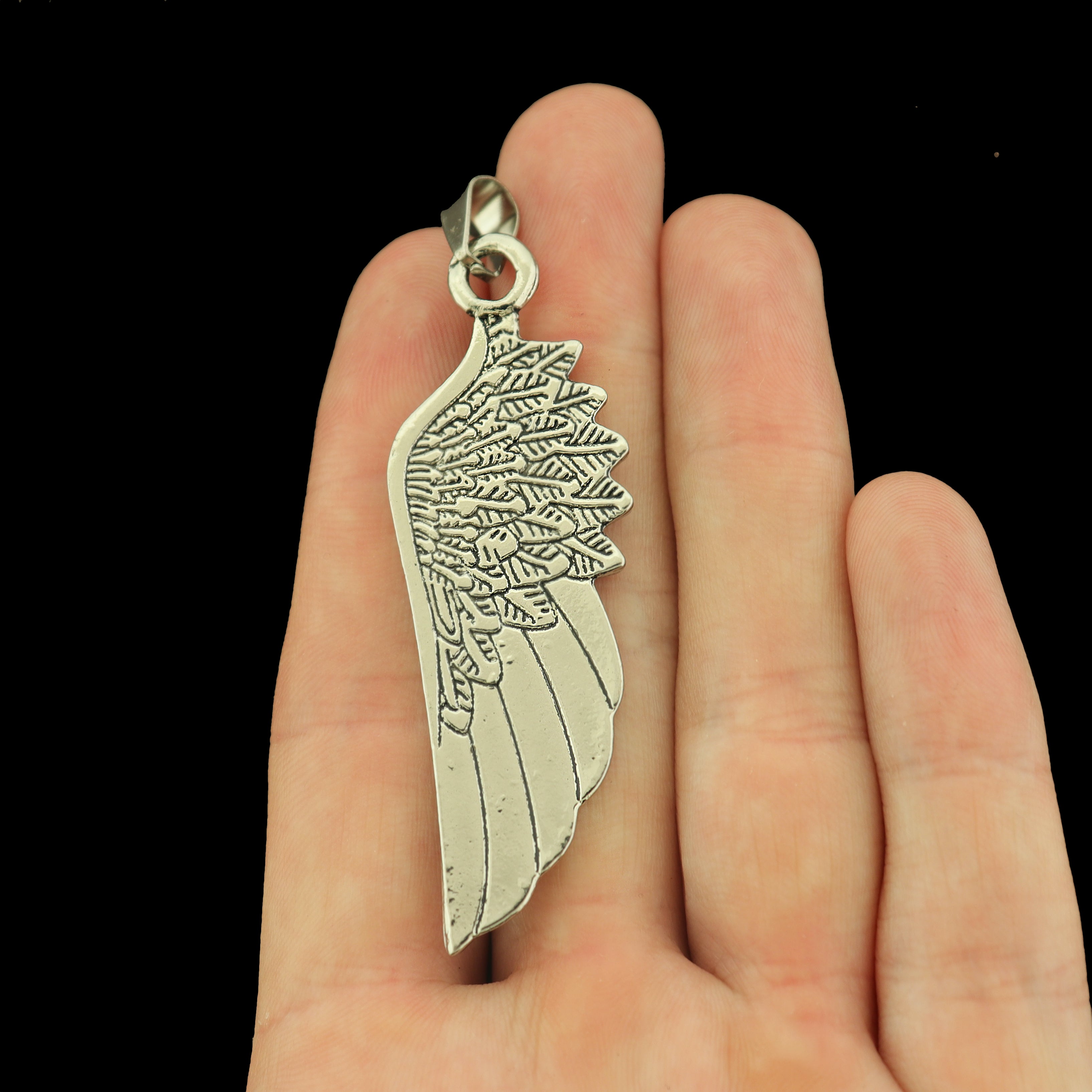 Angel Wing Antique Silver Tone Charms 2 Sided - SC2199