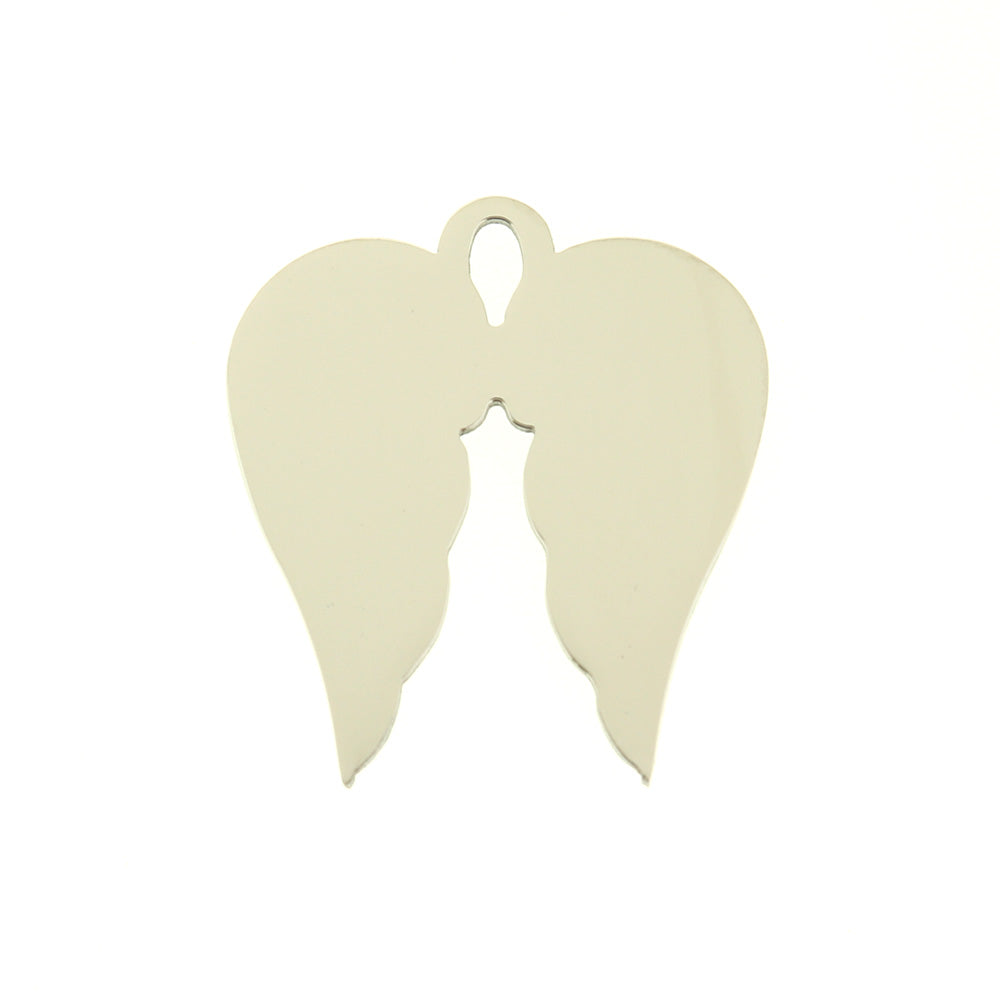 Angel Wing Silver Tone Stainless Steel Charm - SSP068