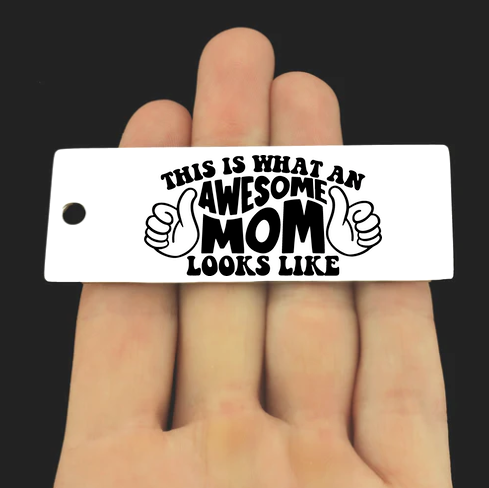 Awesome Mom Stainless Steel Key Chain Tag Charm - BFS033S-8550