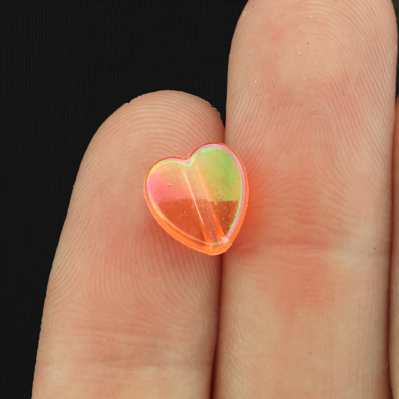 Heart Transparent Acrylic Beads 8mm - 100 Beads - Choose Your Color