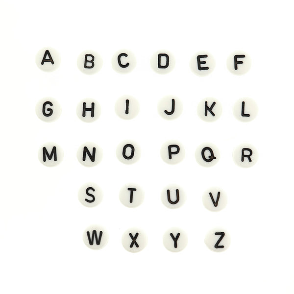 Flat Round Alphabet Acrylic Beads - Choose Full Set or Individual Letter