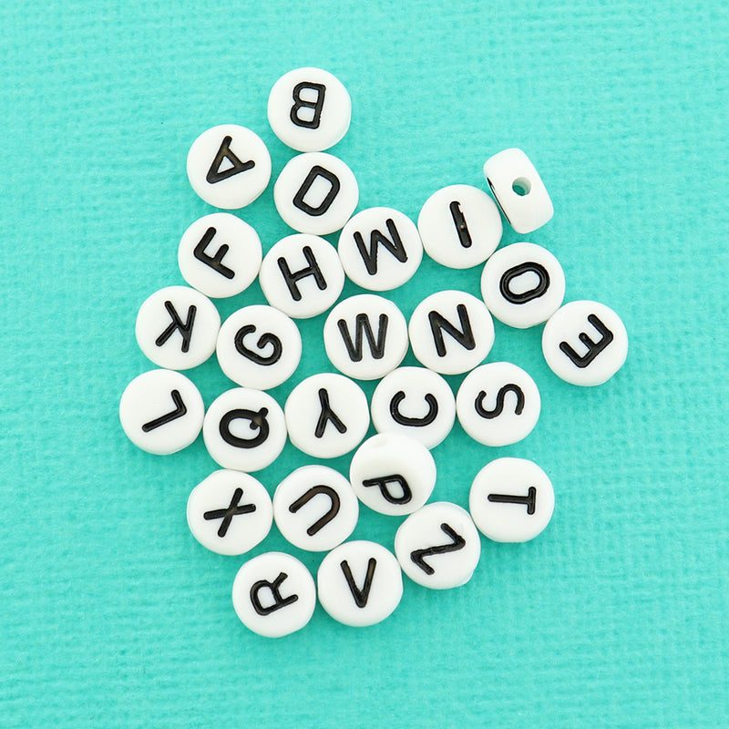 Flat Round Alphabet Acrylic Beads - Choose Full Set or Individual Letter